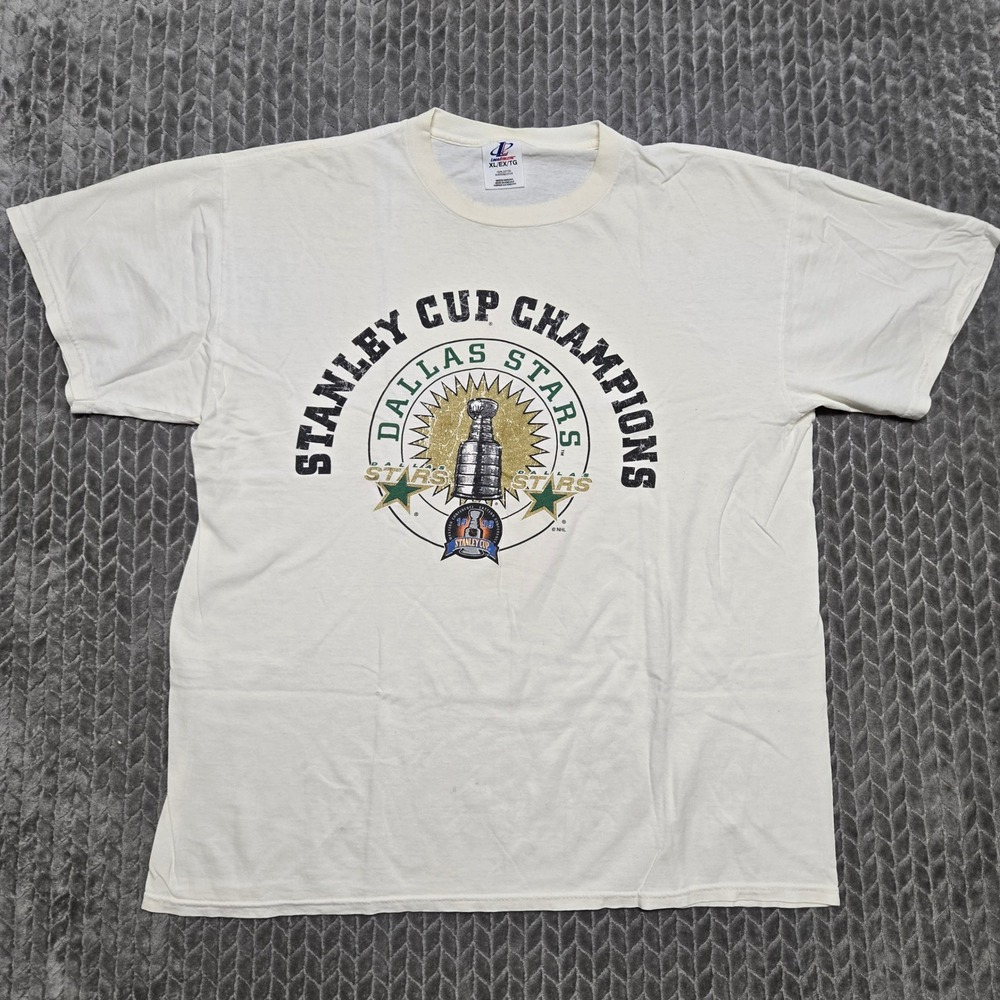 Vintage Logo Athletic Dallas Stars 1999 Stanley Cup Champions T-Shirt White XL
